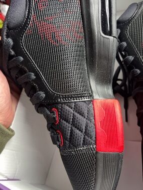 Men's Athletic Shoes - Black with Red Accents